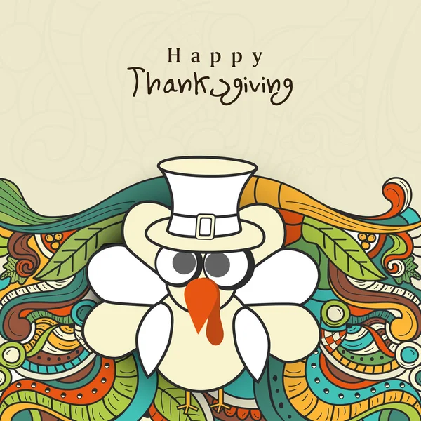 Greeting card with maple leaf for Thanksgiving Day.
