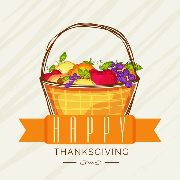 Fruits basket for Thanksgiving Day. — Stockový vektor