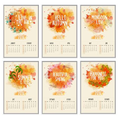 Creative Annual Calendar for New Year 2016.