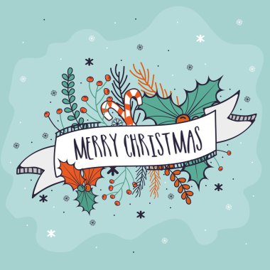 Merry Christmas kutlama için tebrik kartı.