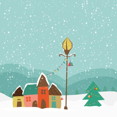 Colorful huts with Xmas Tree for Merry Christmas.