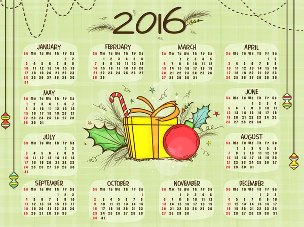 2016 Yearly Calendar for New Year celebration. — Stock Photo, Image