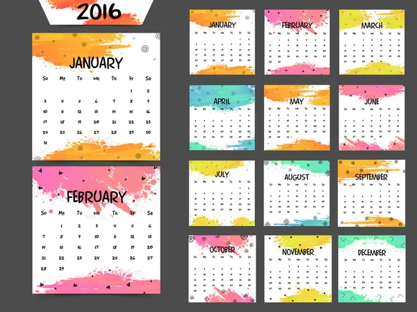 2016 Calendario anual para la celebración del Año Nuevo . — Foto de Stock