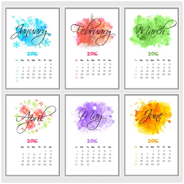Glänzende sechs Monate Kalender für ein glückliches neues Jahr. — Stockfoto