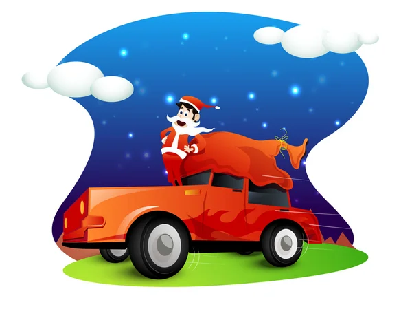 Santa Claus on car for Merry Christmas. — Stock Photo, Image