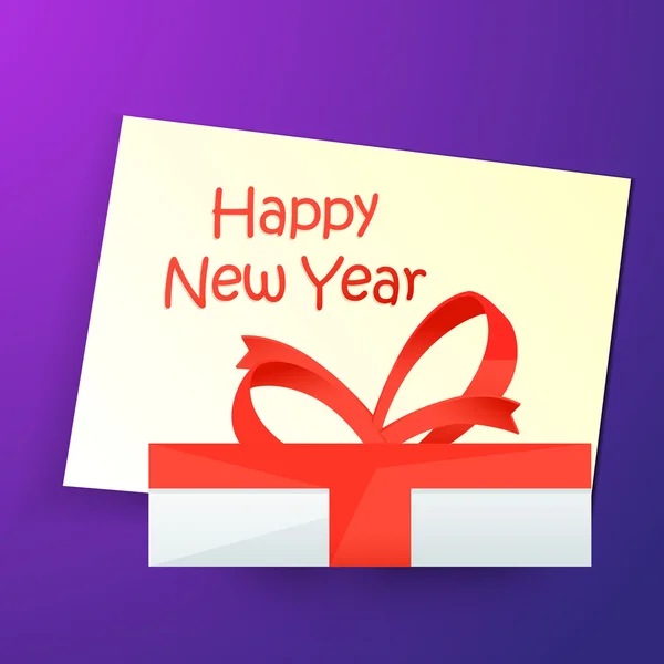 Greeting card with gift for Happy New Year. — ストック写真