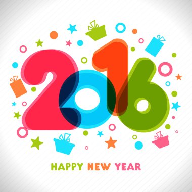 Mutlu yeni yıl kutlaması için renkli metin.