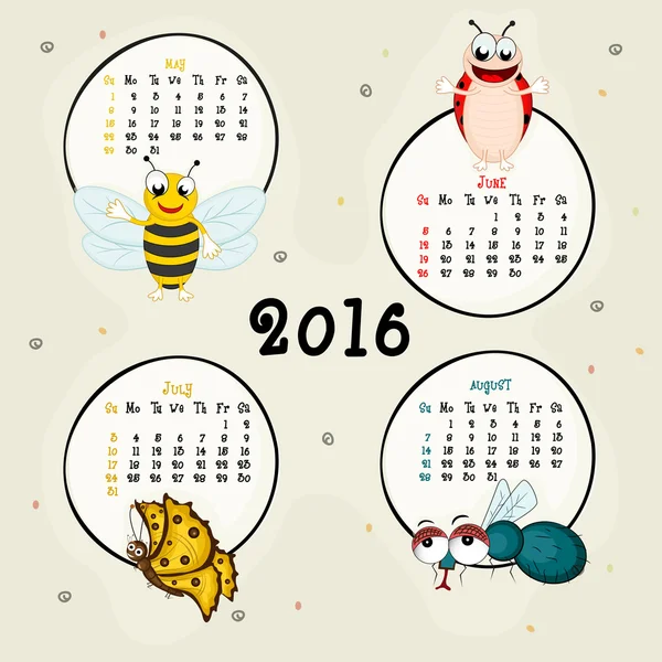 Four month calendar of 2016. — Wektor stockowy