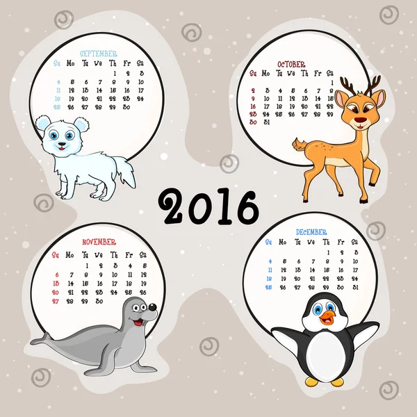 Four month calendar of 2016. — Wektor stockowy