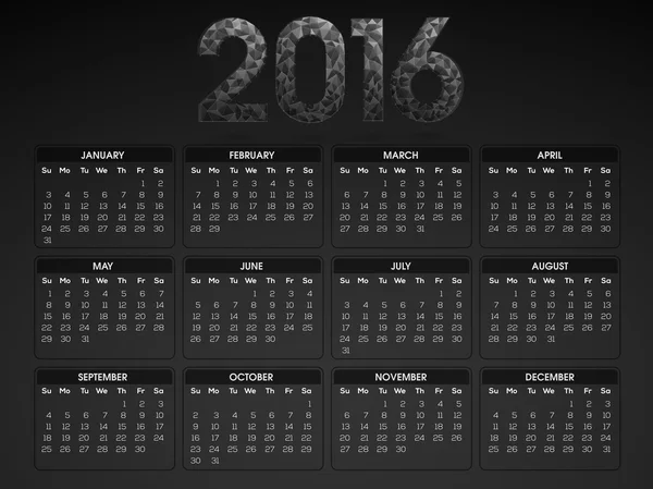 2016 Calendário anual para a celebração do Ano Novo . — Vetor de Stock