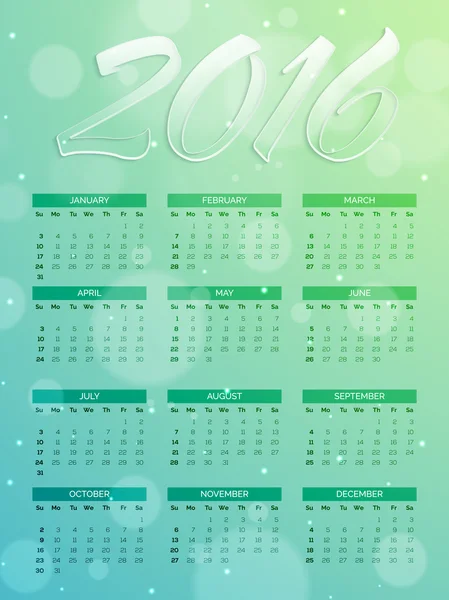 2016 Yearly Calendar design for New Year celebration. — ストックベクタ