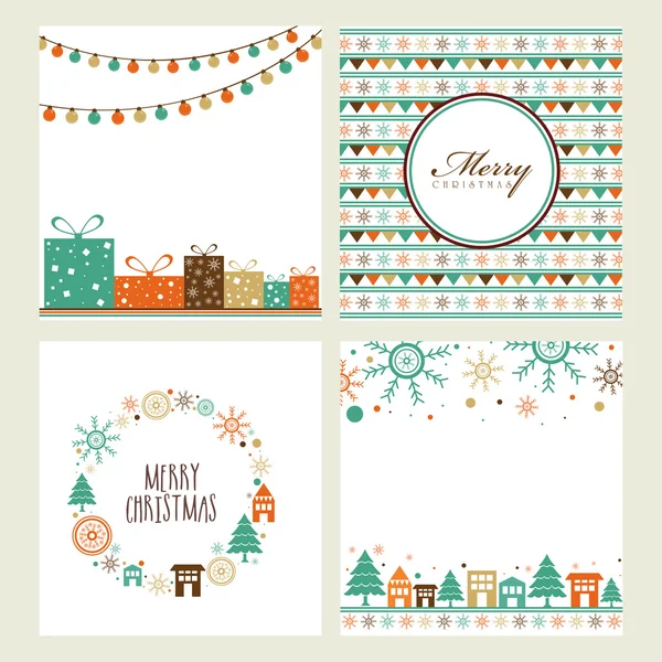 Conjunto de tarjetas de felicitación para Feliz Navidad . — Vector de stock