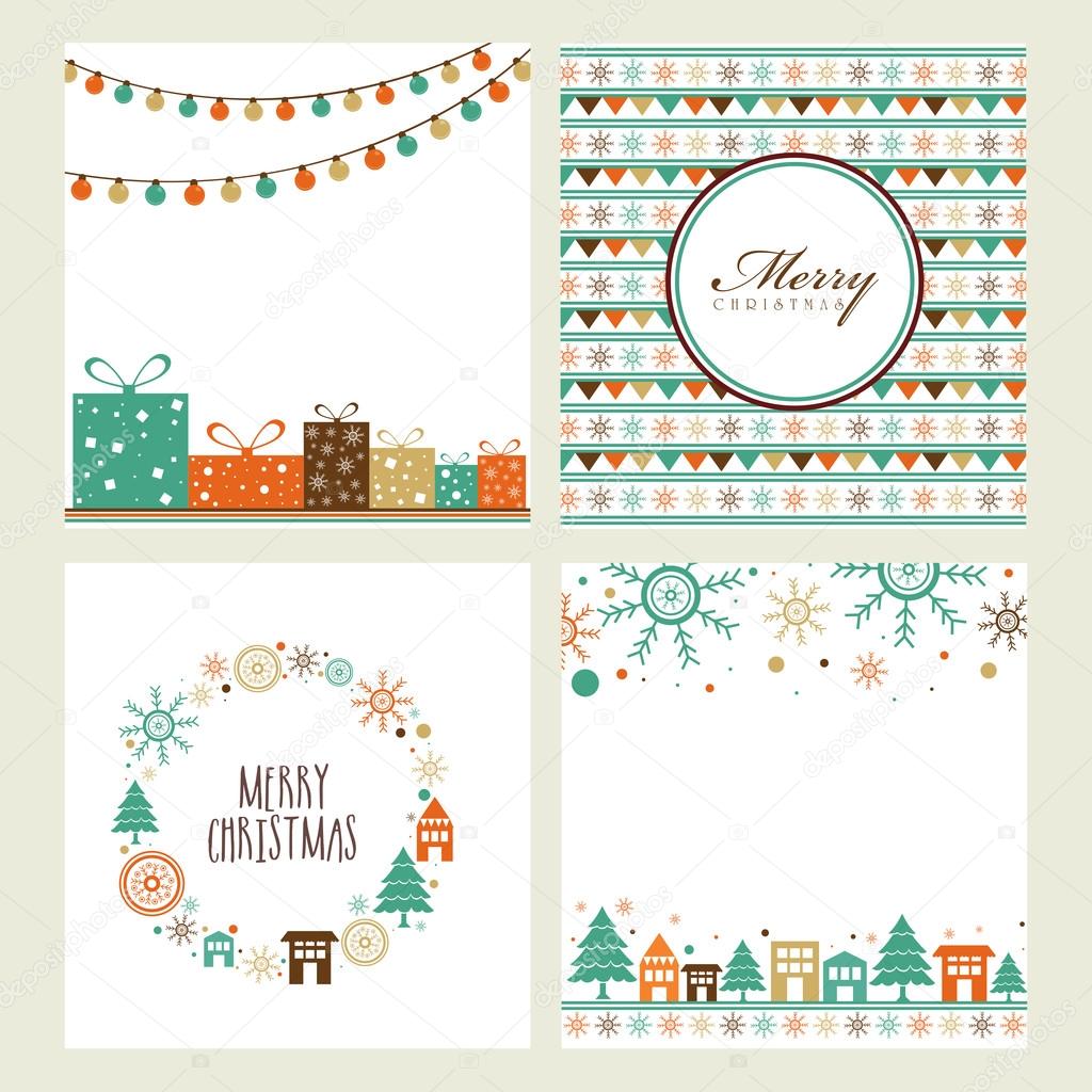 Greeting card set for Merry Christmas.