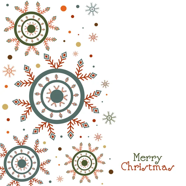 Grußkarte mit Schneeflocken für frohe Weihnachten. — Stockvektor