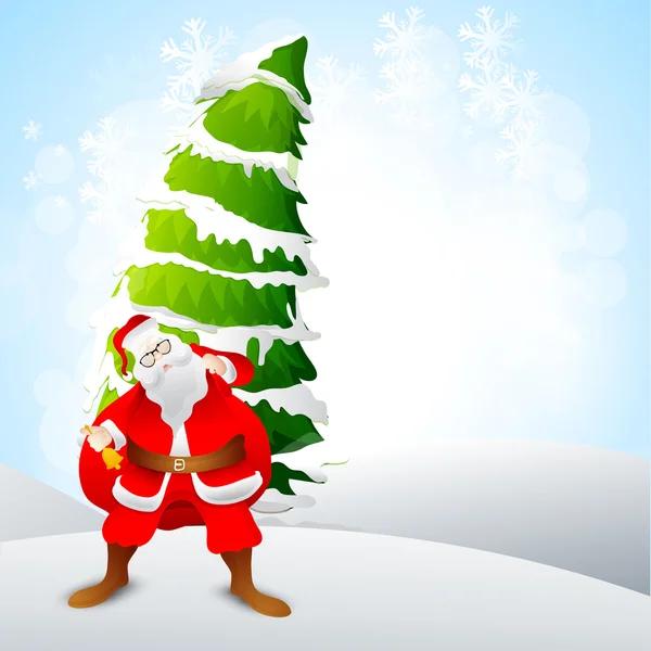 Santa Claus and Xmas Tree for Merry Christmas. — Stock Vector