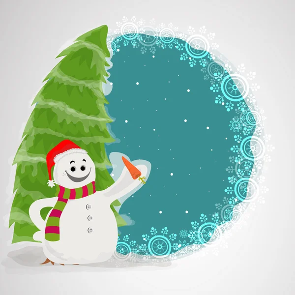 Cute snowman and Xmas Tree for Merry Christmas. — Stockvector