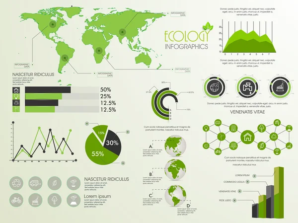 Templat Infografis Ekologi dengan ikon . - Stok Vektor