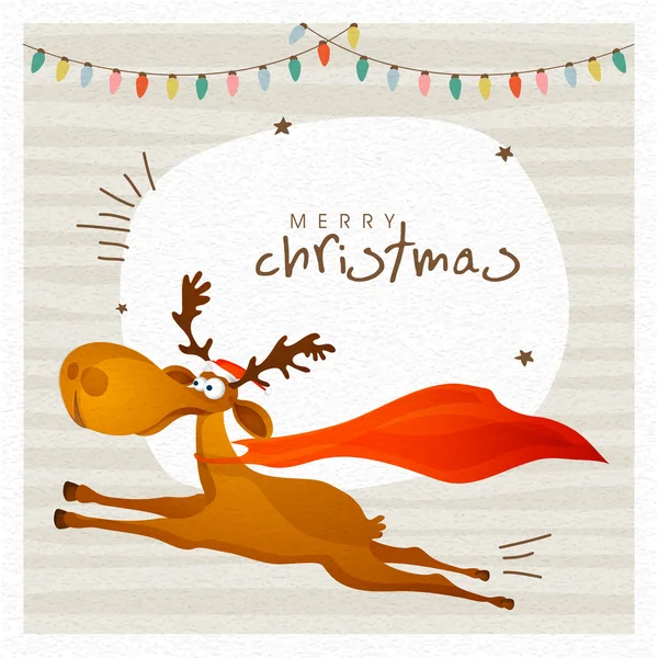 Greeting card with reindeer for Merry Christmas. — Stock Vector