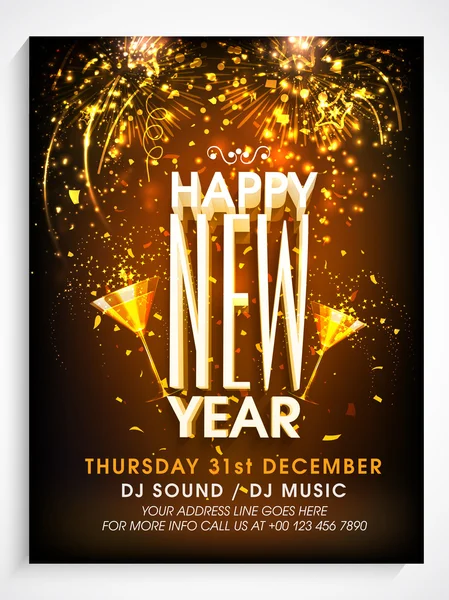 Flyer or Banner for New Year's Eve Party celebration. — Stock Vector