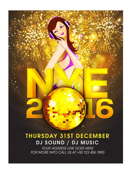 Flyer or Banner for New Year's Eve Party celebration. — Stockový vektor