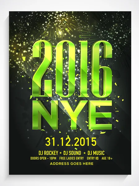 Flyer or Banner for New Year's Eve Party celebration. — Stock Vector