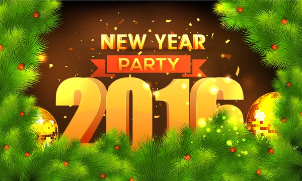 Invitation card for New Year 2016 Party celebration. — 스톡 벡터