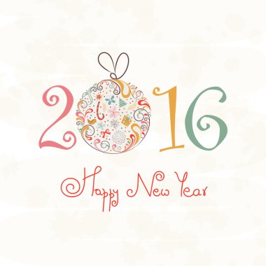 Mutlu yeni yıl 2016 için tebrik kartı.