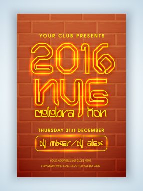 Flyer, Banner or Pamphlet for New Year 2016.