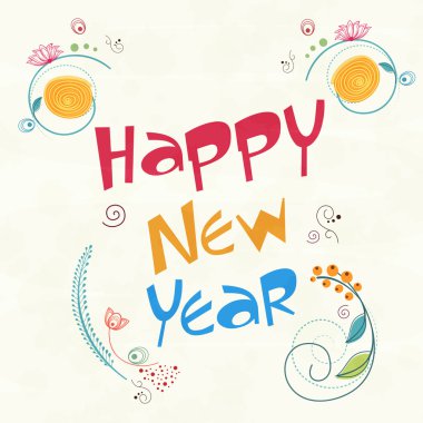 Yeni yıl 2016 kutlama için çiçek tebrik kartı.