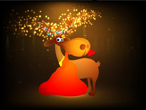 Funny reindeer for Christmas celebration. — Stockvector