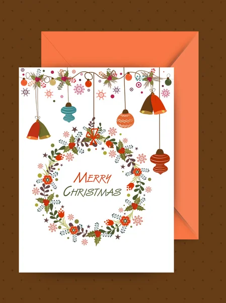 Cartão de felicitações para a celebração de Feliz Natal . —  Vetores de Stock