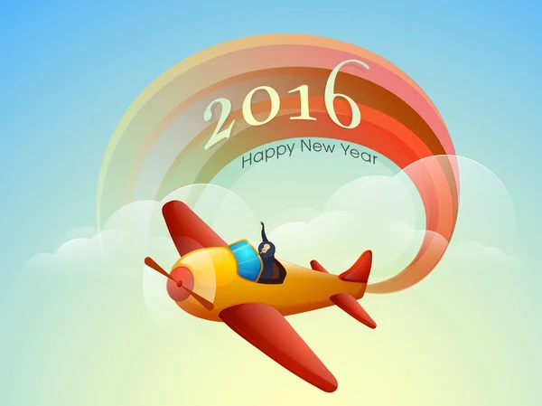 Singe volant en avion pour le Nouvel An chinois 2016 . — Image vectorielle