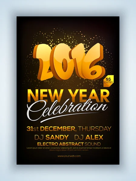 Flyer or Banner for New Year's 2016 Eve Party. — Stock Vector