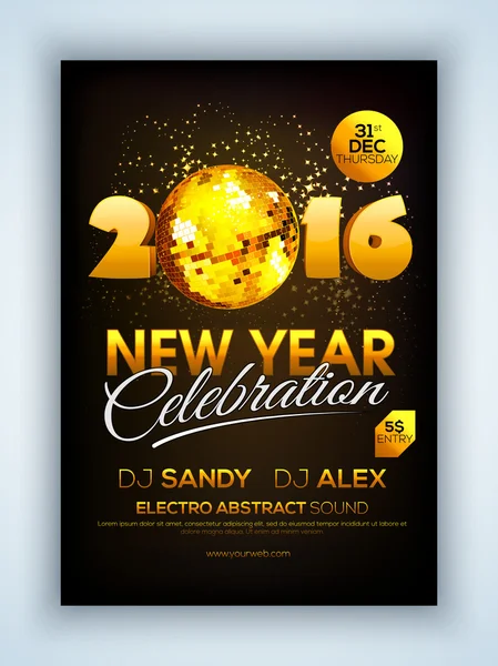 Flyer or Banner for New Year's 2016 Eve Party. — стоковий вектор