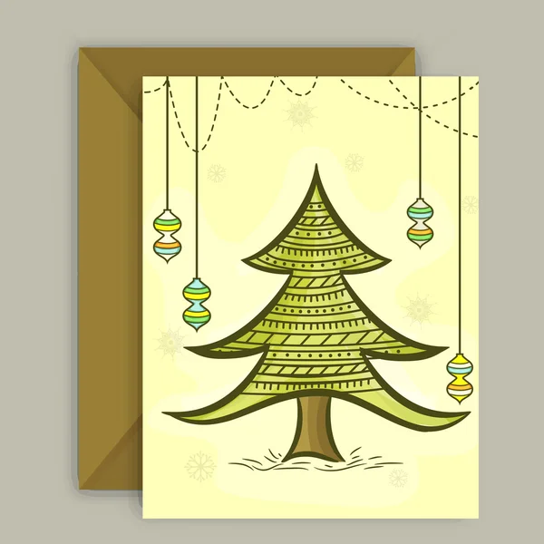 Wenskaart met envelop voor Kerstmis. — Stockvector