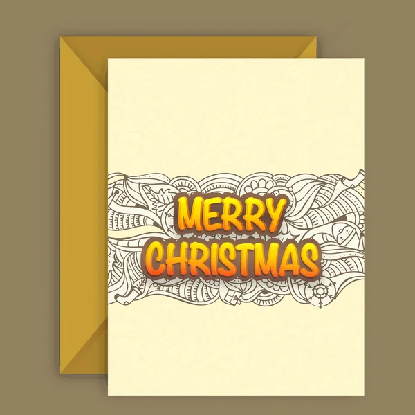 Wenskaart met envelop voor Kerstmis. — Stockvector