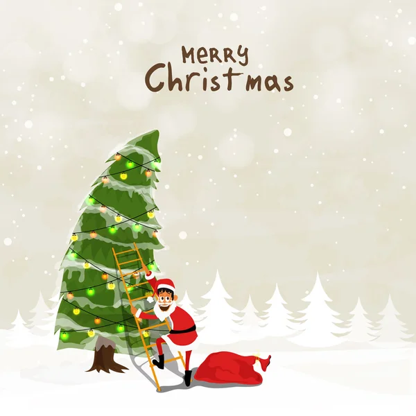 Christmas celebration with Santa and Xmas Tree. — Wektor stockowy