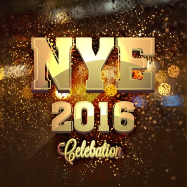 Greeting card for New Year 2016 party celebration.
