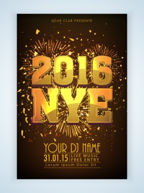Flyer or Banner for New Year's 2016 Eve Party celebration.