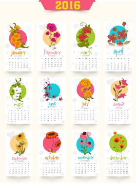 Creative Yearly 2016 Calendar for New Year celebration.