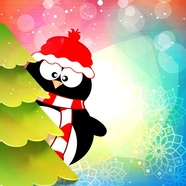 Aranyos pingvin vidám karácsony ünnepe. — Stock Vector