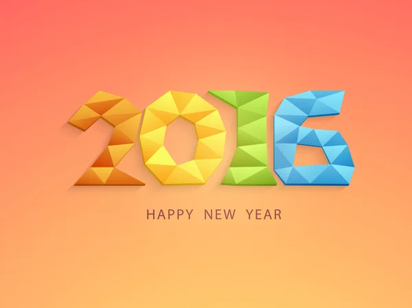 Colorful origami text 2016 for Happy New Year. — Stok Vektör