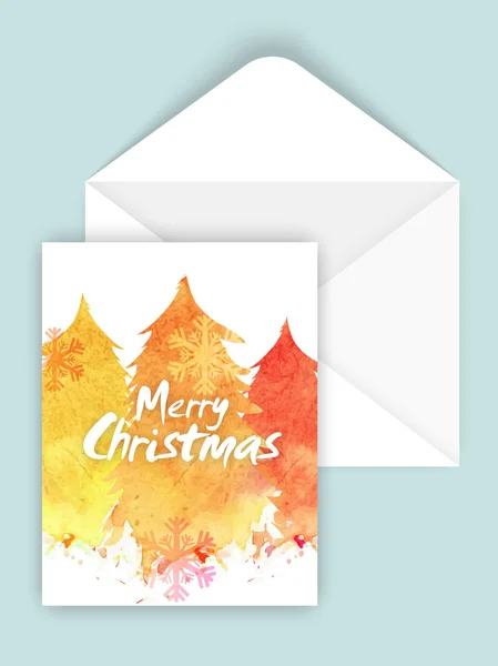 Greeting card with envelope for Merry Christmas. — Stock vektor