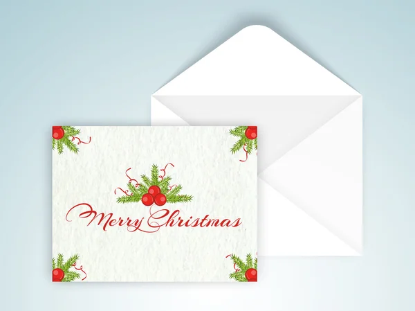 Greeting card with envelope for Merry Christmas. — Stockvector