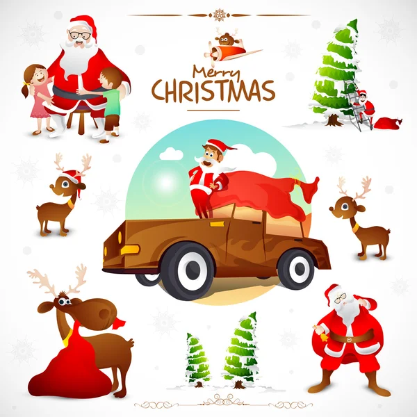 Creative ornaments and characters for Christmas. — Stock Vector