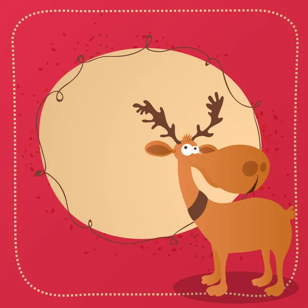 Greeting card with reindeer for Christmas. — Stockvector