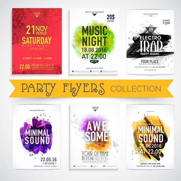 Party celebration Flyer or Banner collections. — Stock Vector
