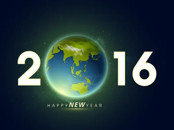 Hochglanztext 2016 mit Erde für das neue Jahr. — Stockvektor