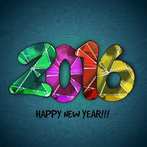 Colorido texto 2016 para la celebración del Feliz Año Nuevo . — Vector de stock