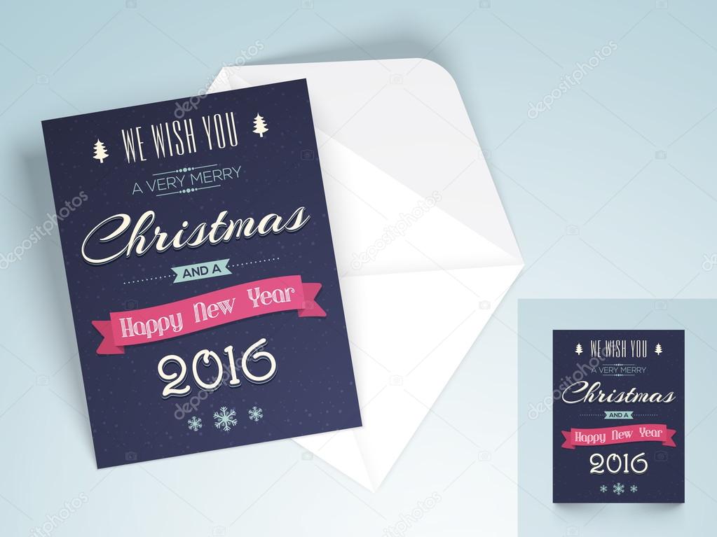 Greeting card with envelope for Christmas and New Year.